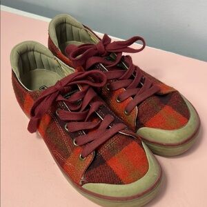 Keen Plaid Sneakers in Red and Orange